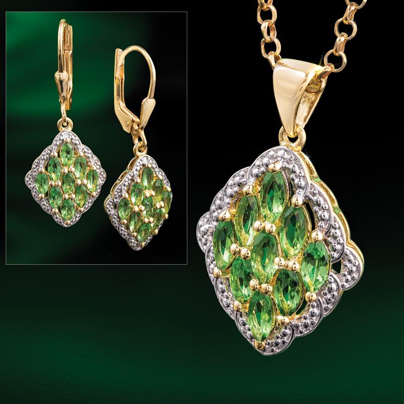 Tsavorite Discovery Pendant, Chain & Earrings